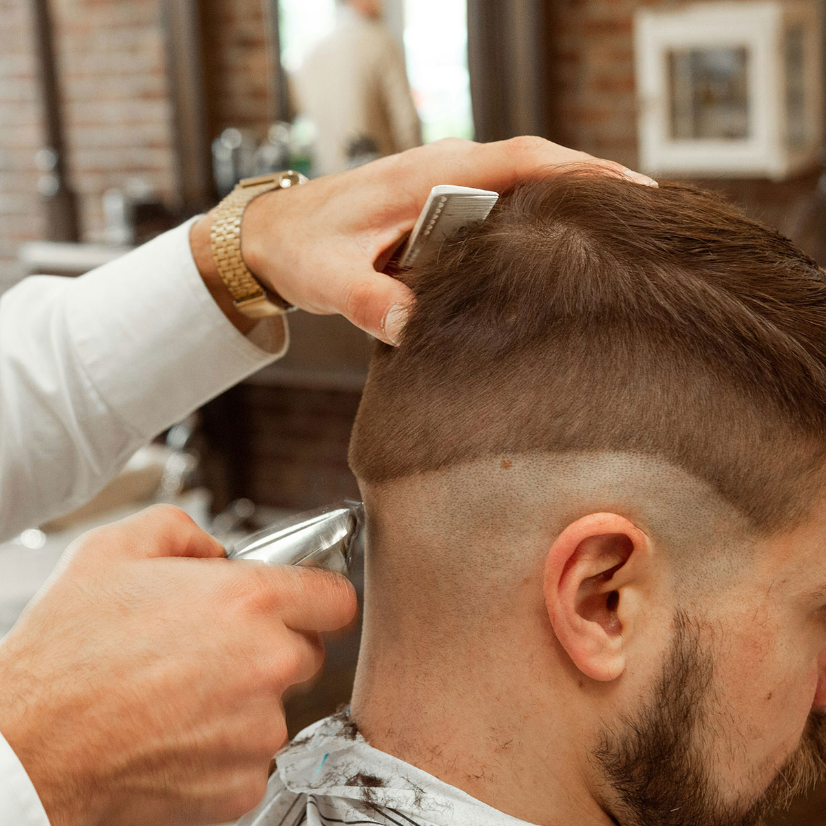 Fade-barbershop Naturlig mat finish i håret med Hair Cream fra Pomp & Co.